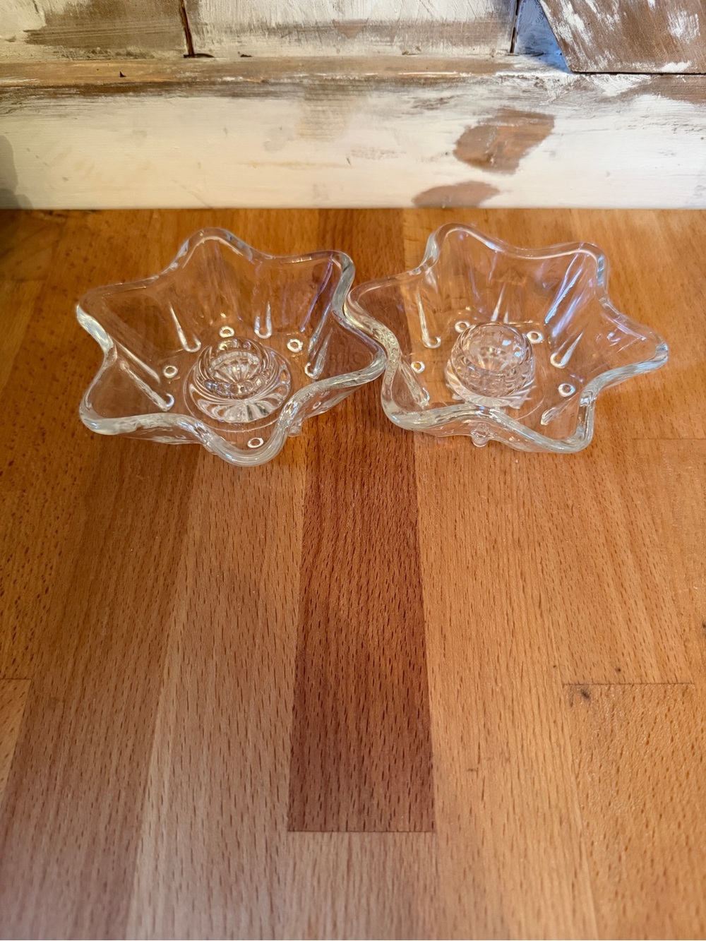 Clear Glass Star Candle Holders